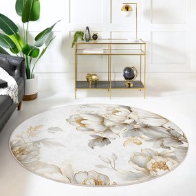 Светлосиво-бежов кръгъл килим подходящ за пране ø 120 cm Soft and Gentle – Mila Home