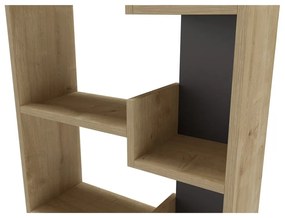 Етажерка за книги с дъбов декор в черен и естествен цвят 60,5x162 cm Klapo - Marckeric