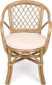 Градински стол от масивно дърво/ратанов в естествен цвят Athina – Bizzotto