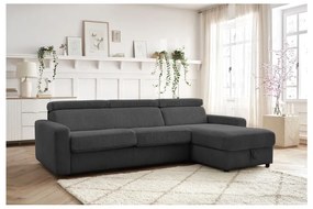 Тъмносив разтегателен ъглов диван от рипсено кадифе (променлив) Monaco – Bobochic Paris
