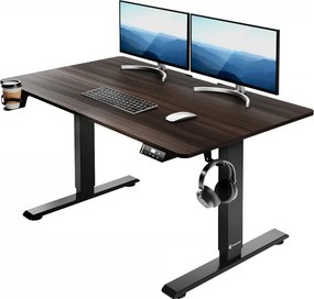 Електрическо бюро с регулиране на височината 110 x 60 см x 73–118 см с LCD дисплей Кафяво