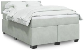 3288648 vidaXL Боксспринг легло с матрак, светлосиво, 160x200 см, кадифе