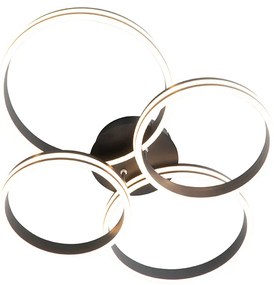 Таванна лампа черна с LED 3-степенен димер 4-светлина - Navara