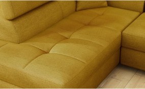 Жълт разтегателен ъглов диван с място за съхранение (ляв ъгъл L форма) Anton – ELTAP