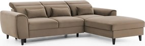 Светлокафяв кадифен разтегателен ъглов диван с място за съхранение (десен ъгъл) Foble – ELTAP