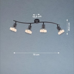 Черно осветително тяло за таван с метален абажур/с ратанов абажур 10,5x70 cm Straw – Fischer &amp; Honsel