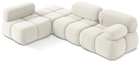 Бял кадифен модулен ъглов диван (ляв ъгъл) Lokua – Makamii
