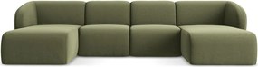 Зелен кадифен ъглов диван (U форма) Lani – Makamii