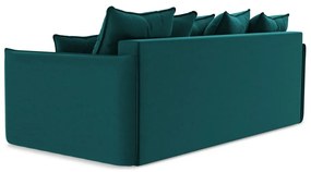 Тюркоазен кадифен разтегателен диван с място за съхранение 225 cm Hula – Makamii