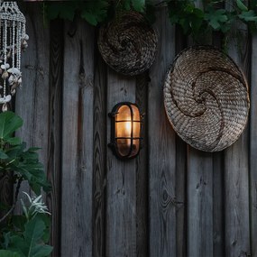 Индустриален стенен и таванен аплик черен овал IP44 - Noutica