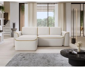 Жълт/кремав ъглов диван от прежда с примки от букле (ляв ъгъл) Ume – ELTAP