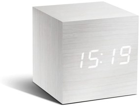 Бял будилник с бял LED дисплей Часовник Cube Click - Gingko