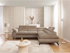 Кафяв ъглов диван от рипсено кадифе (десен ъгъл L форма) Marbeya – Ropez