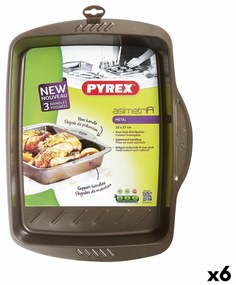 Форма за Печене Pyrex Asimetria Квадратен Черен 35 x 27 cm Метал (6 броя)