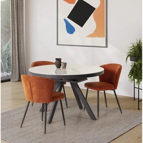 Кръгла сгъваема трапезна маса с керамичен плот с допълнителна плоча ø 120 cm Bela – Marckeric