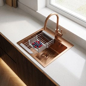 Стоманена мивка с комплект аксесоари 3 бр. REA Leo 40 Brush Copper