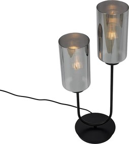 Смарт настолна лампа черна с димно стъкло 2 светлини вкл. 2 Wifi ST64 - Laura