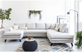 Светлобежов U-образен разтегателен диван, десен ъгъл Charming Charlie - Miuform