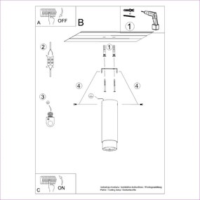 Осветително тяло за таван в черен и сребрист цвят Crown – Sollux