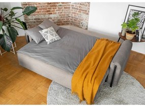 Светлокафяв сгъваем/с място за съхранение диван от рипсено кадифе 244 cm Arcadova – ELTAP