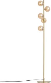Art Deco vloerlamp messing met amber glas 5-lichts - Ryan