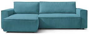 Тюркоаз сгъваем ъглов диван от рипсено кадифе Nihad – Bobochic Paris