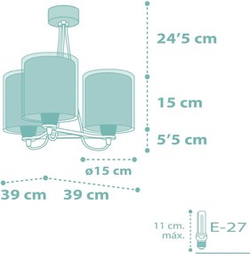 Полилей Ango Dots три светлини-зелен