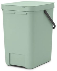 Кош за разделно събиране на боклук Brabantia Sort&Go 1005522, 25 л, Дръжка, Възможност за стенен монтаж, Светлозелен