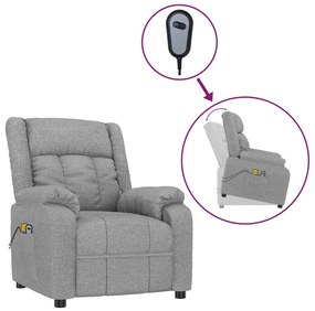 3143617 vidaXL Изправящ масажен стол, светлосив, текстил