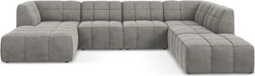 Сив кадифен ъглов диван (U форма) Aloha – Makamii