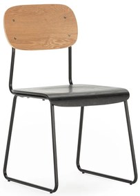 Трапезни столове в комплект от 2 бр. от декор от ясен в черен и естествен цвят Aira – Marckeric