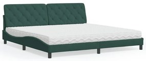3208679 vidaXL Легло с матрак, тъмнозелено, 200x200 см, кадифе