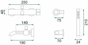 Смесител за вана Rea Lungo Grip Brush Copper