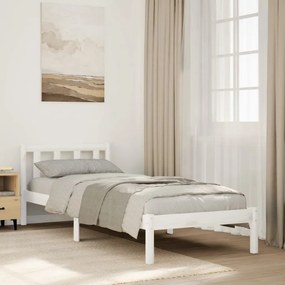 852445 vidaXL Рамка за легло без матрак, бял, 90x220 см, борово дърво масив