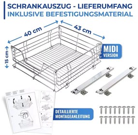 Плъзгаща се изтегляща се полица от неръждаема стомана, 51 x 40 cm - Maximex