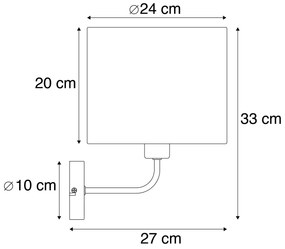 Класически стенен аплик златен плат абажур бял - Cas