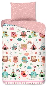 Розово единично памучно детско спално бельо 140x200 cm Wise – Good Morning