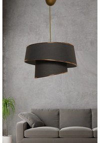 Антрацитно и златисто висящо осветително тяло с текстилен абажур ø 32 cm Barette – Opviq lights