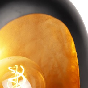 Дизайнерска настолна лампа черна със златен интериор 36 см - Cova