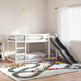 3284240 vidaXL Двуетажно легло с пързалка и стълба, бяло, 80x200 см, бор масив