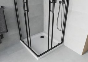 Mexen Rio квадратна душ кабина 90 x 90 см, прозрачна, черна + дъно Flat, бял