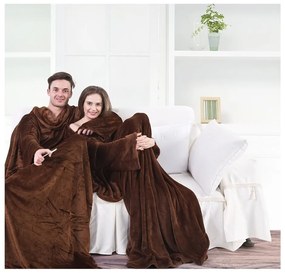 Кафяво одеяло за телевизор от микрофибър , 180 x 150 cm Lazy - DecoKing