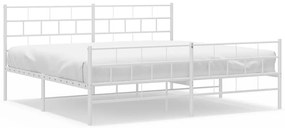 355731 vidaXL Метална рамка за легло с горна и долна табла, бяла, 183x213 см