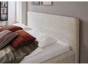 Бежово тапицирано двойно легло с място за съхранение и решетка 180x200 cm Mattis - Meise Möbel