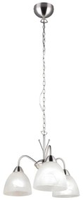 Бяло-сребристо висящо осветително тяло със стъклен абажур ø 43 cm Dobby – Trio