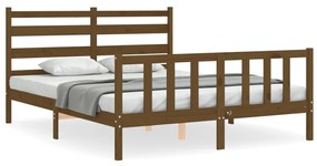 3192044 vidaXL Рамка за легло с табла меденокафява 5FT King Size масивно дърво