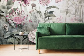 Тапет – Цветя обвити от природата с розов контраст