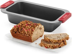 Тава за печене Lekue 1009446, 31x17x6.9 см, Керамично незалепващо покритие, Карбонова стомана, От +4°C до +240°C, Черен/Червен