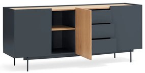 Нисък скрин в антрацит и естествен дъб 180x78 cm Otto - Teulat