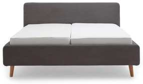 Сиво велурено двойно легло , 140 x 200 cm Mattis Cord - Meise Möbel